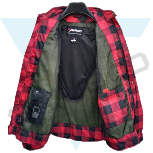 Men's Biker Protective Flannel Shirt SC04 - Image 3